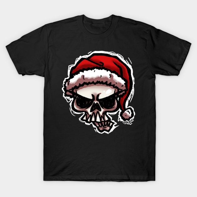 Christmas Skull T-Shirt by Jan Grackle